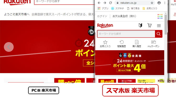 楽天店舗ページのケータイ（スマホ）表示